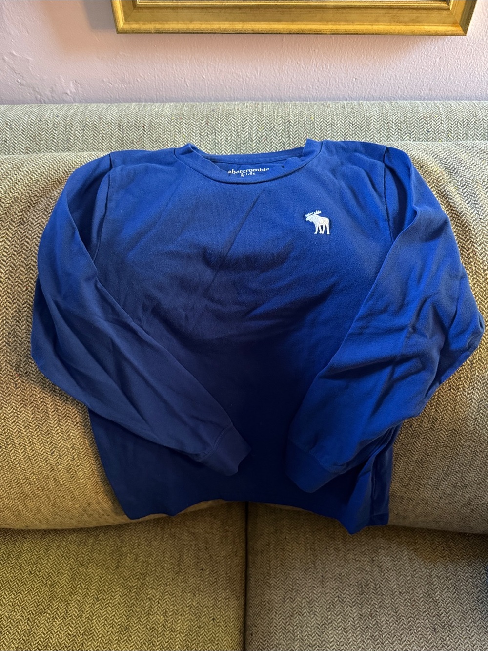 Abercrombie & Fitch Royal Blue Crewneck Sweatshirt with Embroidered Moose